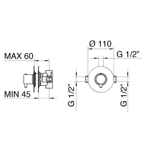 962611XX Palazzani MIDI внешняя часть центрального термостатического смесителя, 1/2"-3/4" - фото 27266