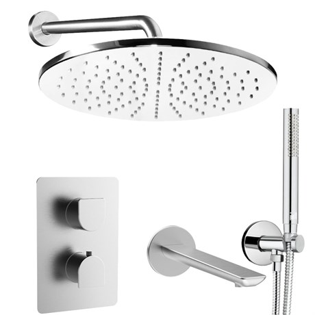 IF130_XX Palazzani MonteCarlo Встроенный термостатический смеситель для душа + душевой гарнитур + верхний душ + излив 802605 + 99277510 + 9926A7 + 9926V2 + 9910V1 + 9921P2 - фото 37905