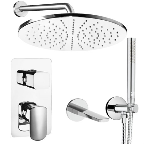 IF077_XX Palazzani MIS Встроенный смеситель для ванны и душа + душевой гарнитур + верхний душ + излив 562330 + 99575402 + 9921E7 + 9926A7 + 9926V2 + 9910V1 - фото 38060