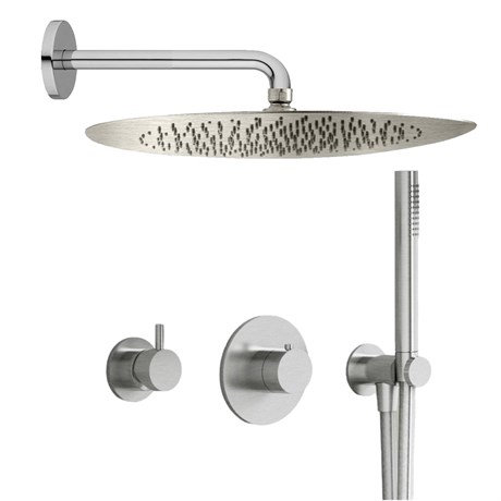 IF124_XXQ AQUAelite Встроенный термостатический смеситель для душа + встроенный дивертор + душевой гарнитур + верхний душ + кронштейн для верхнего душа RU730E + RU732E + SD026A + SF093A + BD014A - фото 38527