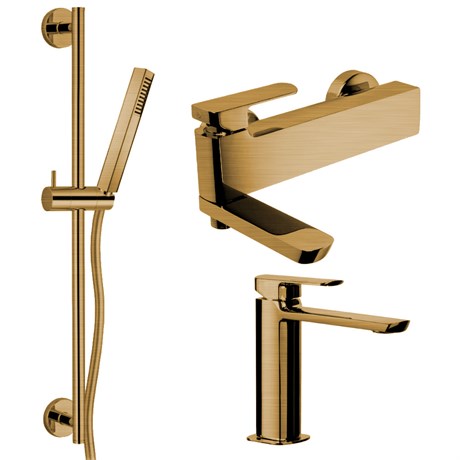 IF189_XX Palazzani Mis Настенный смеситель для ванны и душа+смеситель для раковины+душевой гарнитур 561154 + 563084 + 991106 + 992086 + 991006 - фото 38687