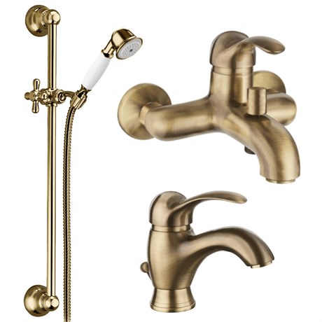 IF048_50 Смеситель для раковины с донным клапаном + Настенный смеситель для ванны и душа Palazzani Palace 26301050 + 26101550 + 99200750 - фото 38712