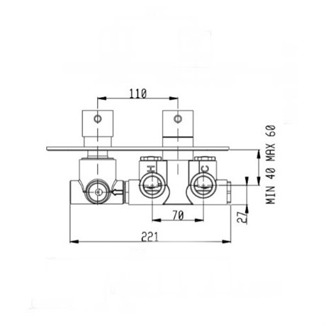 RU103X00Q AquaElite встроенная часть термостатического смесителя для душа на 3 потребителя, 3/4" - фото 8736