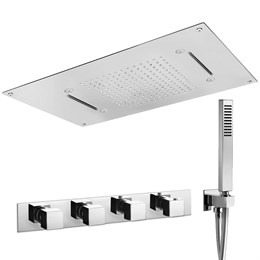 IF076_XX AQUAelite Встроенный термостатический смеситель для ванны + душевой гарнитур + верхний душ RU004B +AC040X00Q + RU004X00Q + SF018A + SD016A