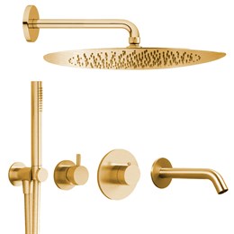 IF125_XX AQUAelite Встроенный термостатический смеситель + встроенный переключатель + душевой гарнитур + верхний душ + излив для ванны RU730E + RU733E + KT028E + AC060A