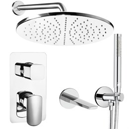 IF077_XX Palazzani MIS Встроенный смеситель для ванны и душа + душевой гарнитур + верхний душ + излив 562330 + 99575402 + 9921E7 + 9926A7 + 9926V2 + 9910V1