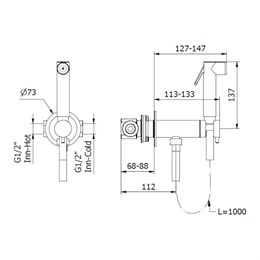 RU224X00Q AquaElite встроенная часть смесителя для гигиениенического гарнитура RU224X00Q