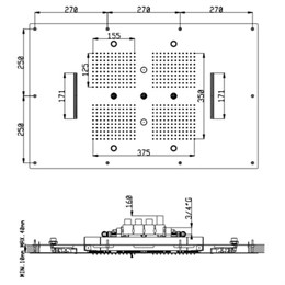 KT073X00Q AquaElite монтажный комплект для верхнего душа потолочного крепления с 4-мя режимами, сенсорной панелью управления и ручным душем, 850x540 мм KT073X00Q