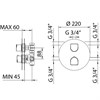 802604XX Palazzani MonteCarlo внешняя часть термостатического смесителя для душа на 1-3 потребителя, 1/2”-3/4” - фото 26342